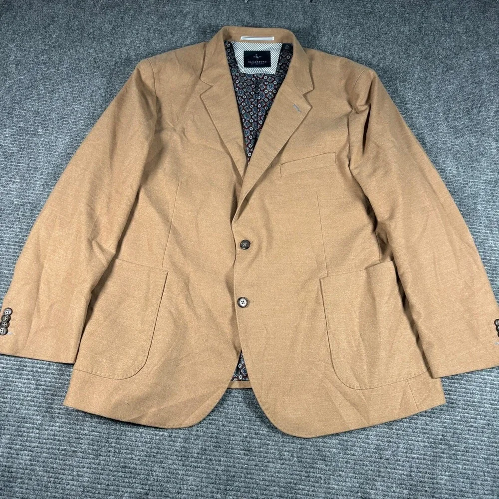 Tailorbyrd Collection Sport Coat Mens 48R Tan Excellent Patch Pocket 2-Button